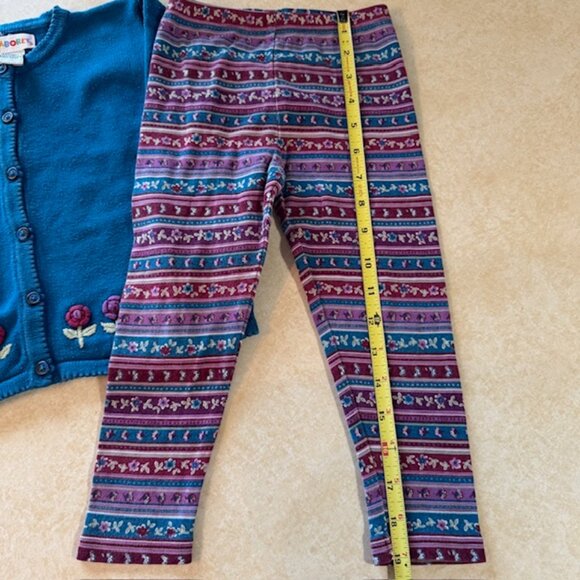 Vintage GYMBOREE Autumn Florals Sweater Leggings rainbow tag sz S 2 - 3 yrs - Picture 9 of 10